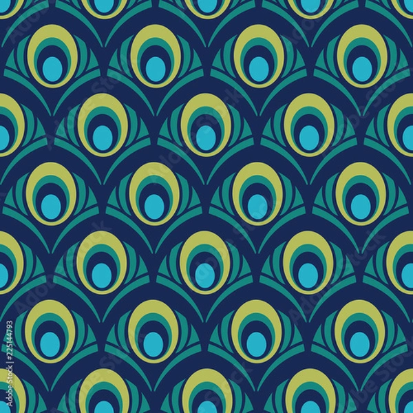 Fototapeta Peacock Feather Ornamental Multi Colored Seamless Pattern