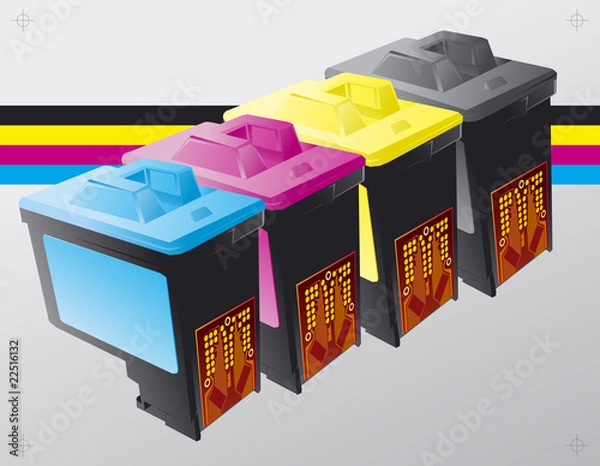 Fototapeta Printing ink cartridges vector background