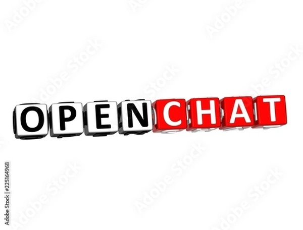 Fototapeta 3D Rendering Open Chat over white background