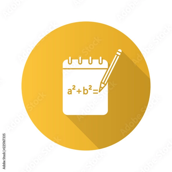Obraz Notebook with math formula flat design long shadow glyph icon