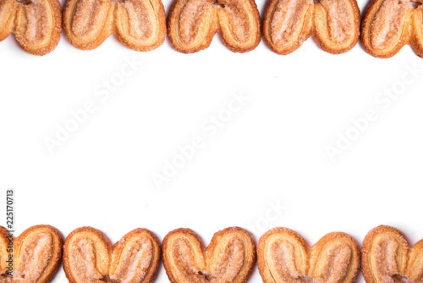 Obraz Frame of cookies hearts on an isolated white background