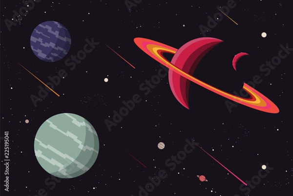 Obraz planet space background flat design.vector and illustration