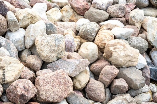 Fototapeta Texture of stone pile. Random size and shape rocks.