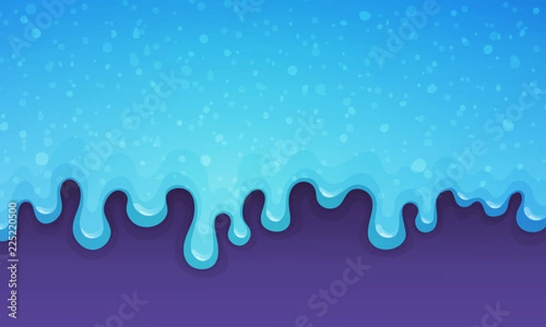Fototapeta Dripping blue glitter slime on violet background. Vector illustration.