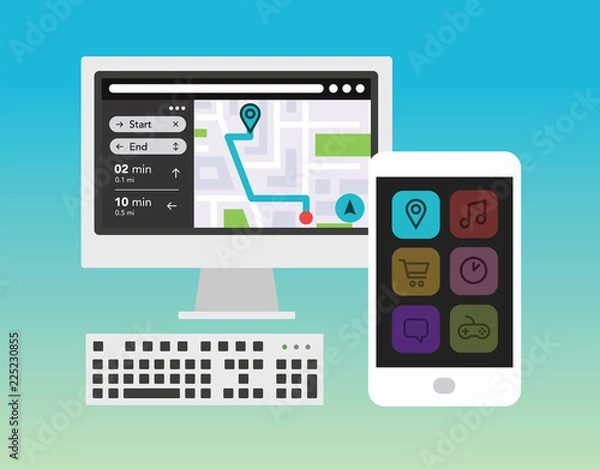 Obraz Mixed devices - desktop and tablet – GPS