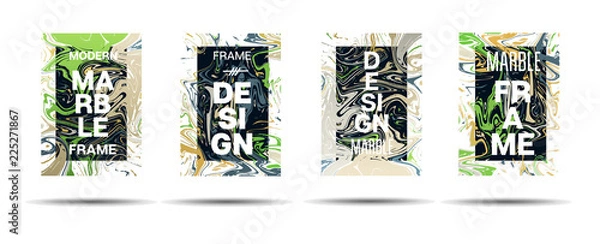 Fototapeta Dynamic Marble Texture Vector Frame Design. Suminagashi Hologram Liquid Paint Ad, Music Poster, Motivational Card, Cover Background. Gradient Overlay Border, Fluid Liquid Shape Vector Marble Textures.