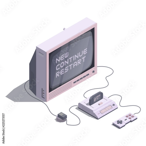Obraz Isometric retro console with tv