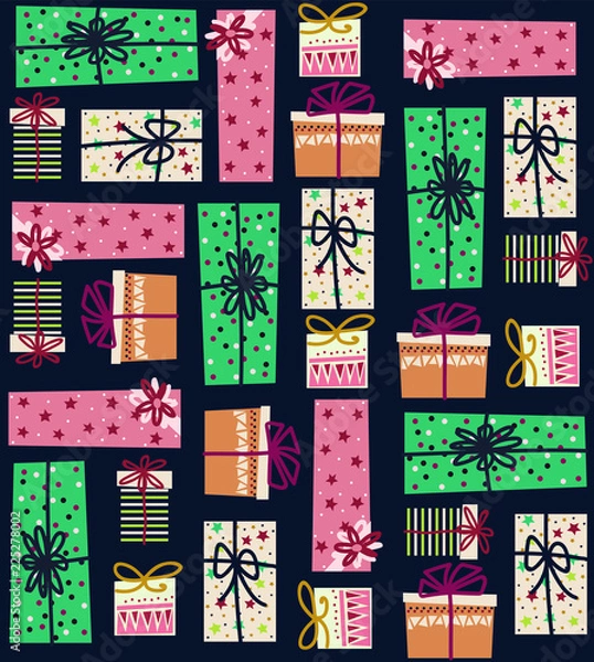 Fototapeta Winter seamless pattern background vector illustration