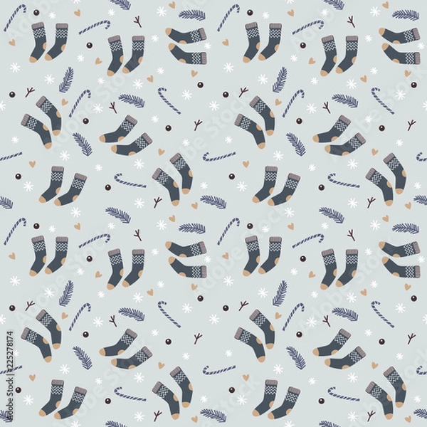 Fototapeta Winter seamless pattern background vector illustration