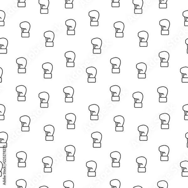 Fototapeta Seamless Boxing gloves pattern isolated on white background, sport equipment geometric vector background for textile print, page fill. Tiling textures with thin line black and white icons set.