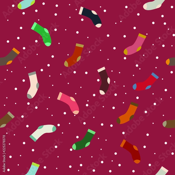 Fototapeta Winter seamless pattern background vector illustration