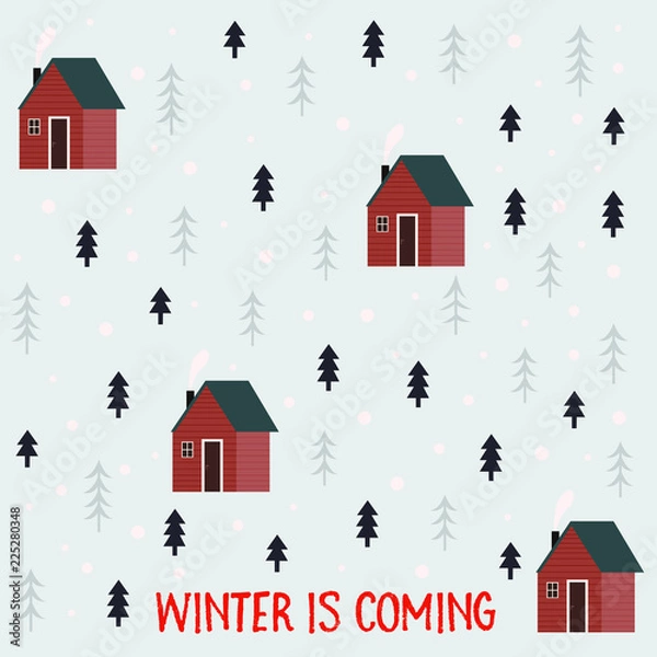 Fototapeta Winter seamless pattern background vector illustration
