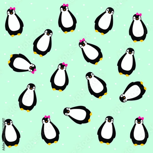 Obraz Winter seamless pattern background vector illustration