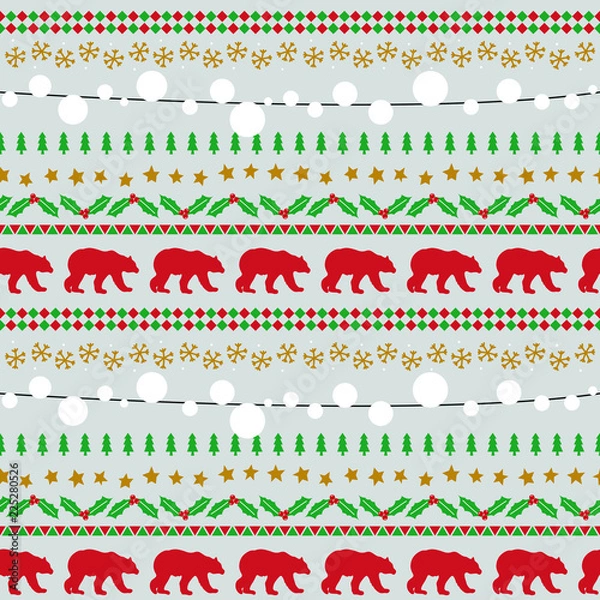 Obraz Winter seamless pattern background vector illustration