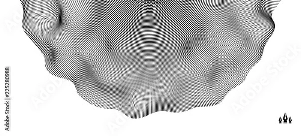 Fototapeta Abstract science or technology background. Network illustration with particle. 3D grid surface.