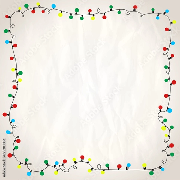 Obraz Simple frame with garland lights against paper background