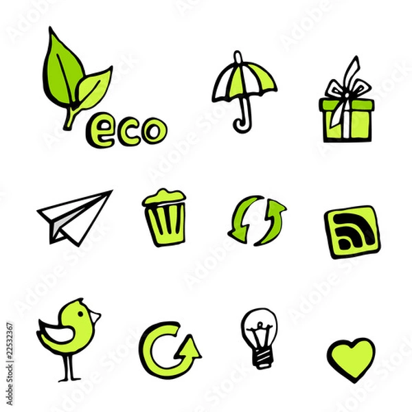 Obraz eco icons set