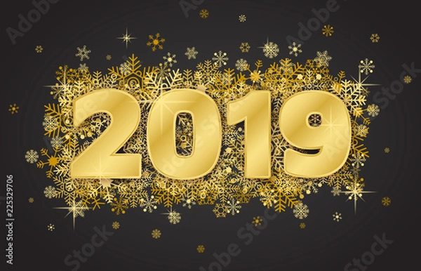 Obraz Happy new year card 2019 on dark background 