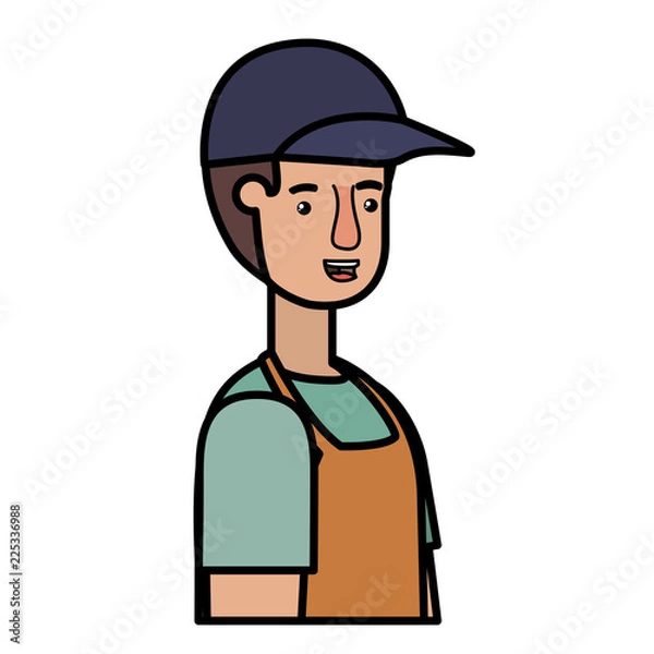 Fototapeta man gardener with apron avatar character