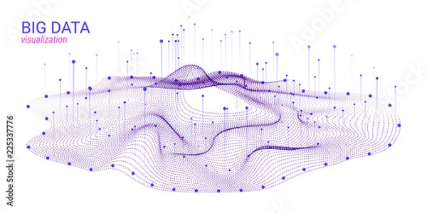 Obraz Wave 3D Big Data Visualization. Analysis Infographic.