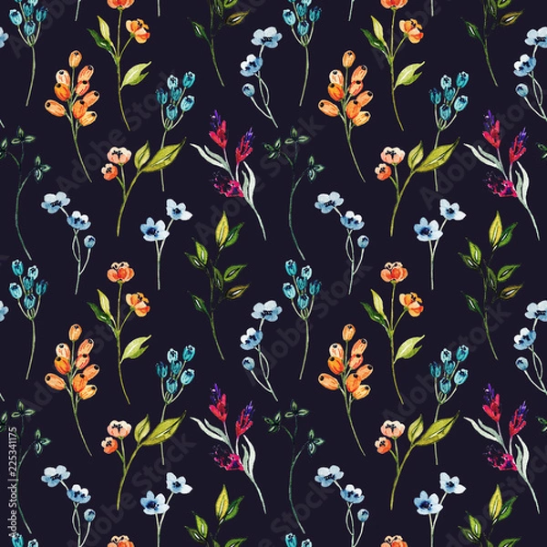 Obraz Watercolor floral hand drawn colorful bright seamless pattern