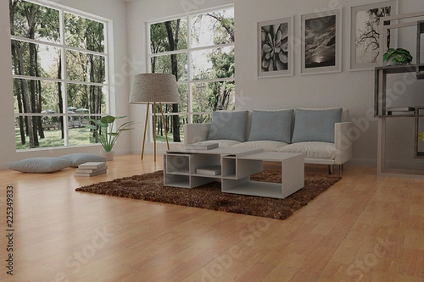 Obraz living room design interior 3d rendering
