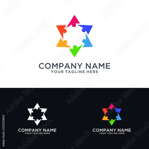 Fototapeta David star teamwork logo design