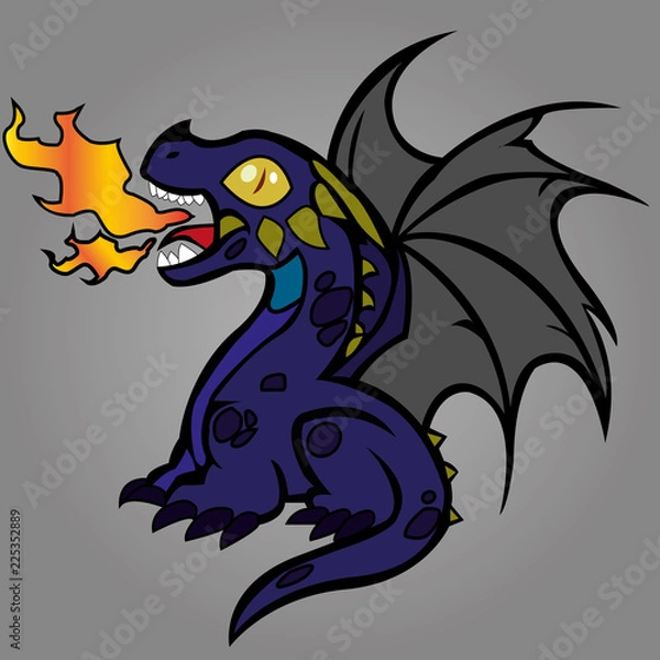 Fototapeta Dragon icon on transparent background. Vector.