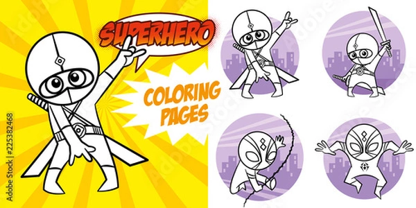 Fototapeta Superhero Coloring Book. Comic character Vector Illustration