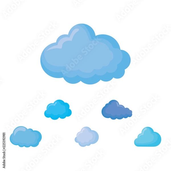 Fototapeta weather clouds set icons
