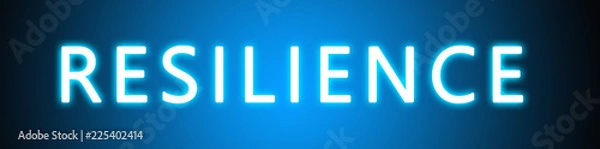 Fototapeta Resilience - glowing white text on blue background
