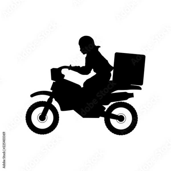Obraz delivery worker in motorcycle and box