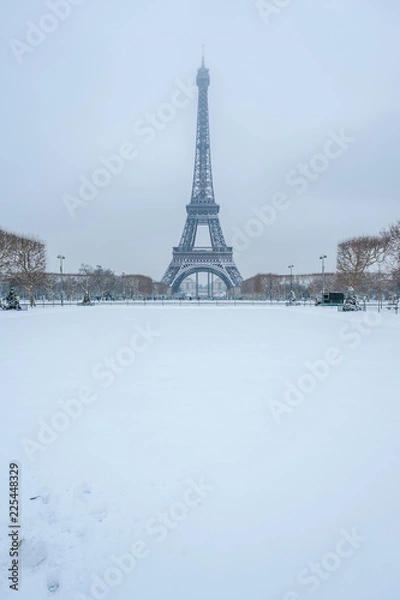 Obraz Eiffel tower under the snow in winter in Paris