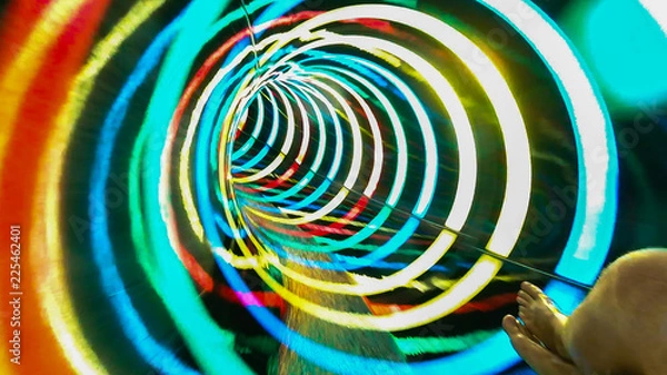Obraz Water colored attraction slide inside the colorful pipe