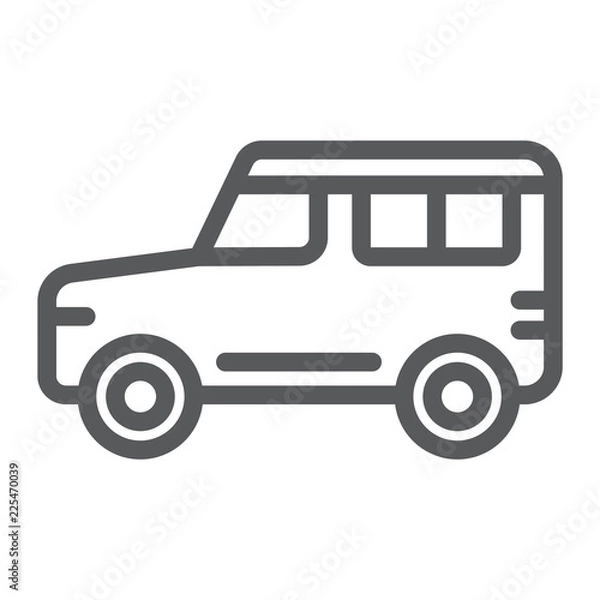 Fototapeta Suv line icon, transport and auto, car sign, vector graphics, a linear pattern on a white background.