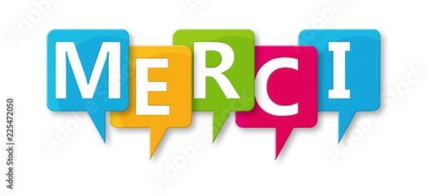 Fototapeta Merci - letters written in beautiful boxes on white background