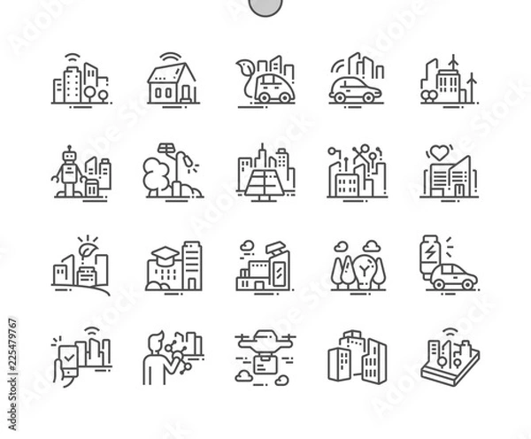Fototapeta Usługa dostawy Dobrze wykonane ikony Pixel Perfect Vector Cienka linia 30 2x siatka dla grafiki internetowej i aplikacji. Prosty minimalny piktogram