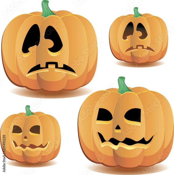 Obraz Halloween pumpkins set 2, vector illustration..