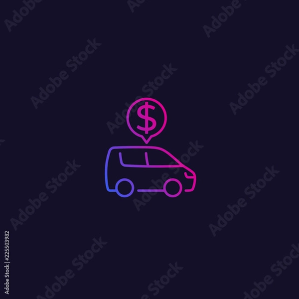 Obraz car rent, payment vector line icon