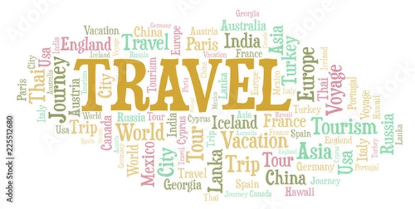 Fototapeta Travel word cloud.