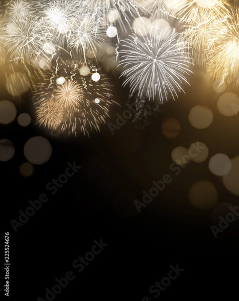 Obraz Gold Glittering Fireworks Display Background