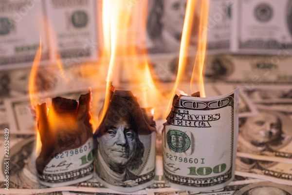 Obraz Burning one hundred dollar