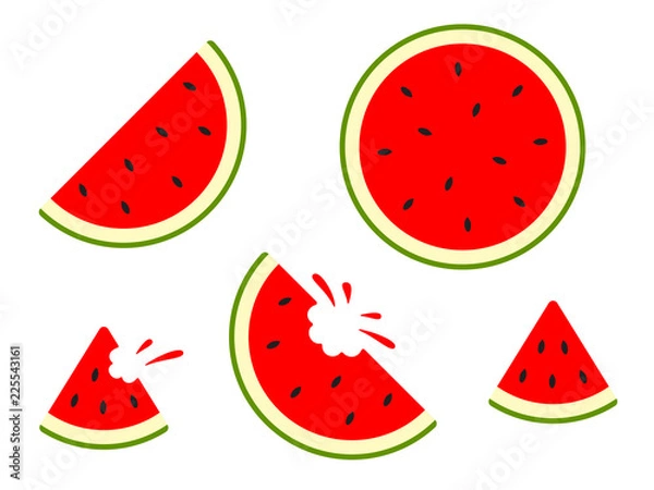 Obraz Watermelon icons - vector set. Vector water melon. Slice fruit isolated