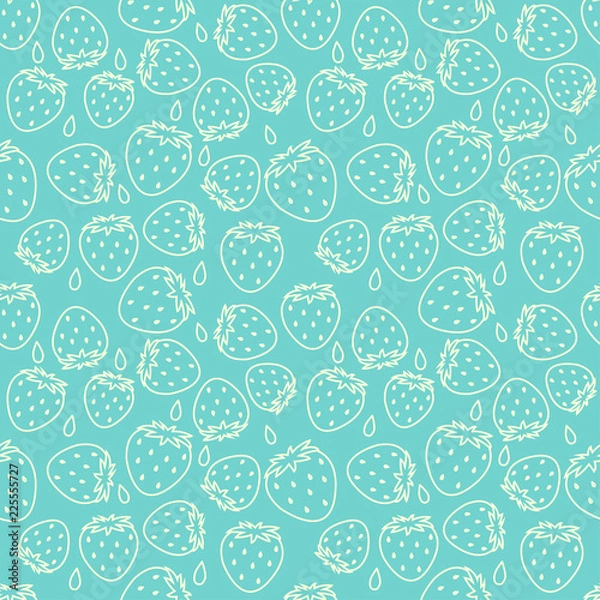 Fototapeta Seamless pattern design with strawberry. Vector fruit background for product design.