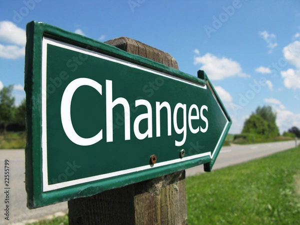 Fototapeta CHANGES road sign