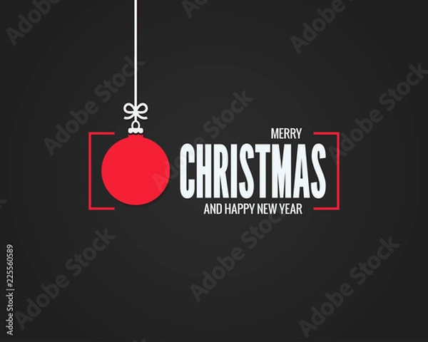 Obraz Kartki świąteczne z merry xmas ball na czarnym tle