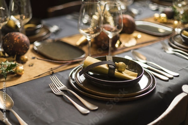 Fototapeta Christmas decorated table