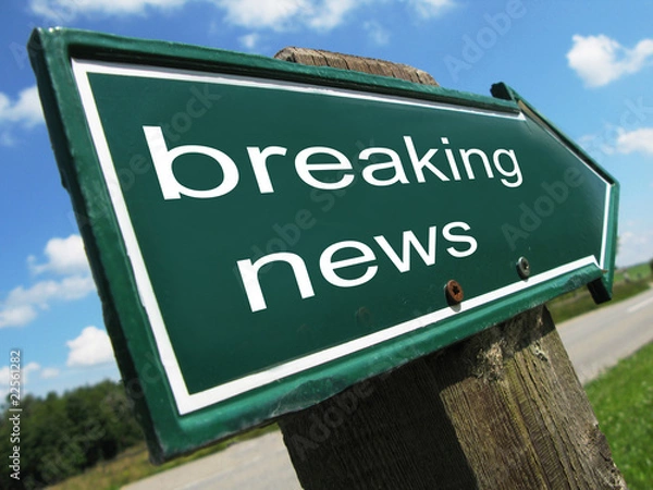 Obraz BREAKING NEWS road sign