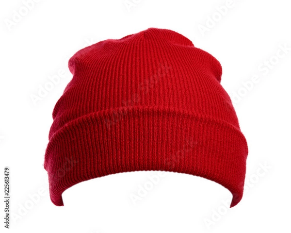 Obraz Red wool hat isolated on white background.