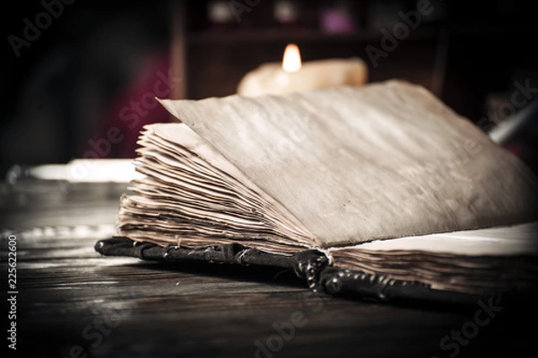 Fototapeta Old pharmacy, medieval alchemy or witch laboratory.